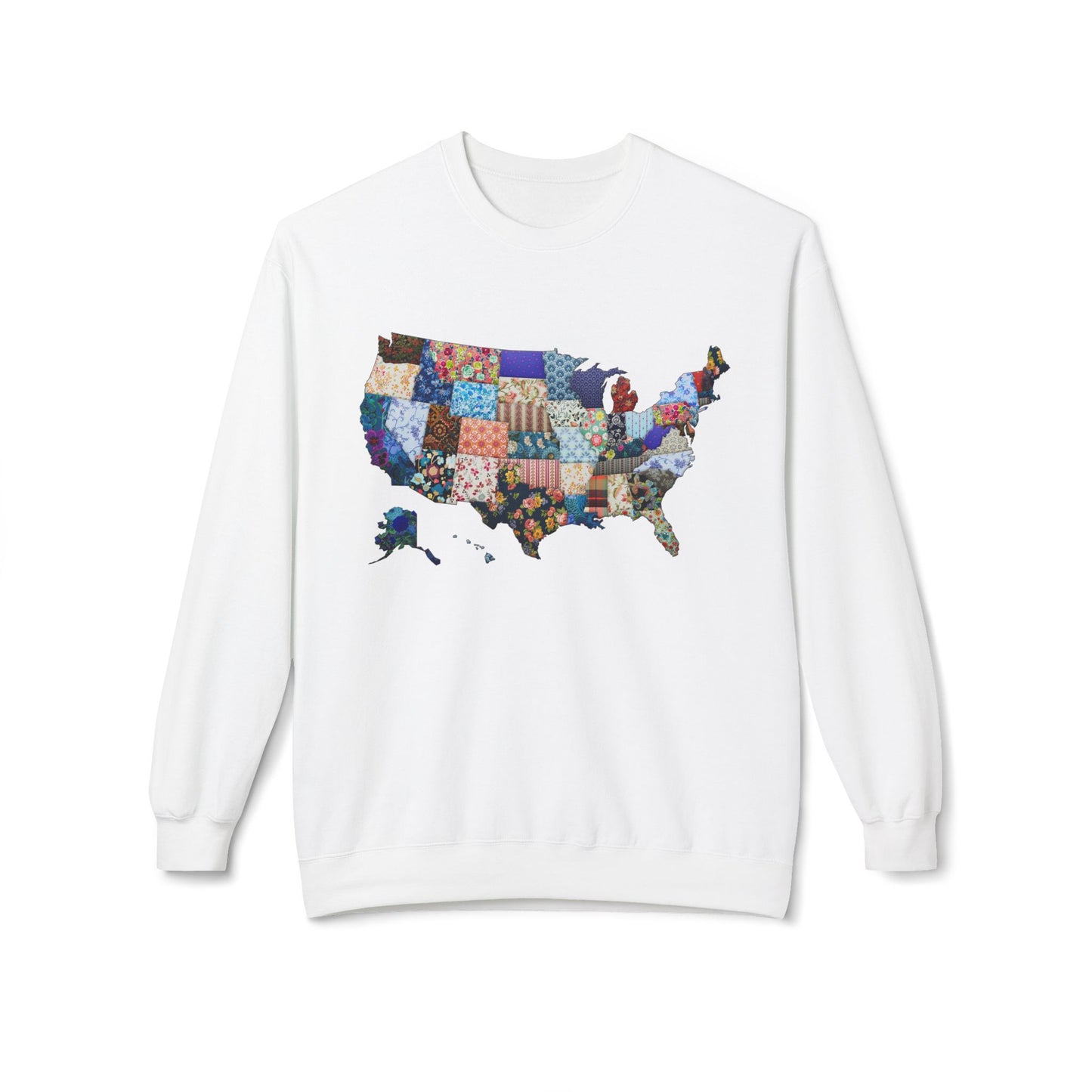 Quilted USA Map Crewneck Sweatshirt