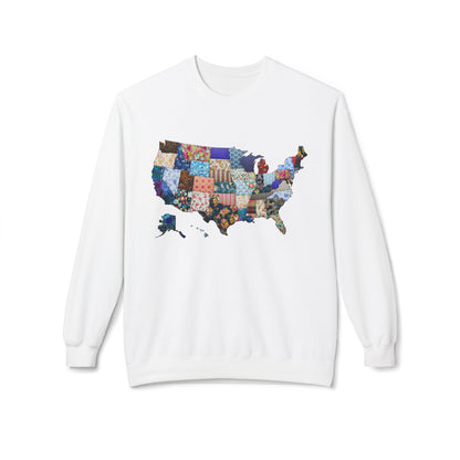 Quilted USA Map Crewneck Sweatshirt