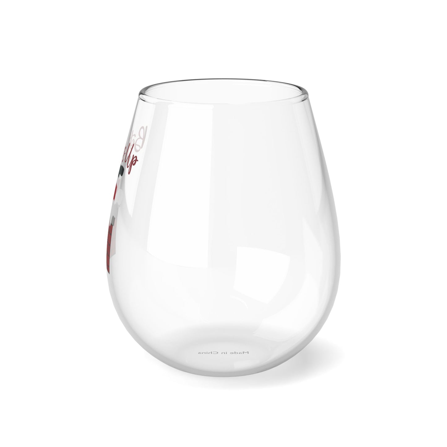 Bottoms Up Christmas Stemless Wine Glass, 11.75oz