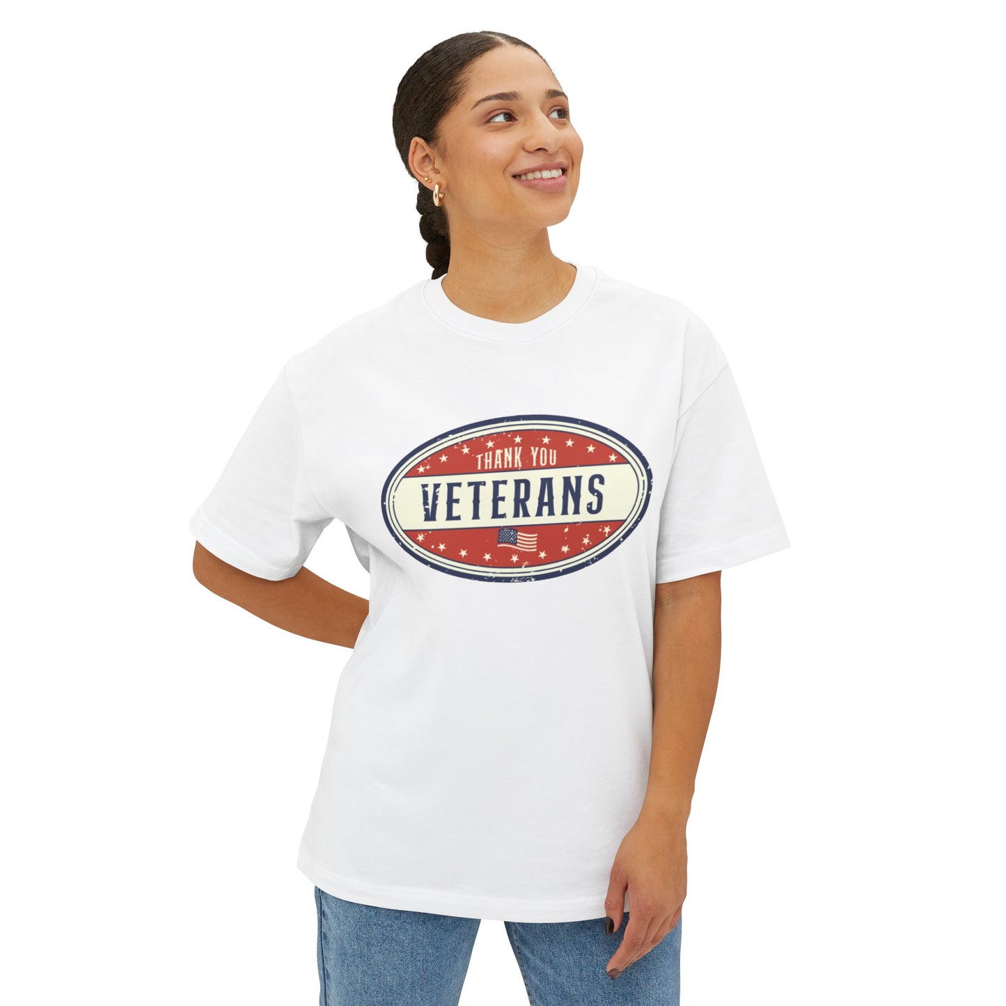 Thank You Veterans 4th of July Unisex Oversized Boxy Tee