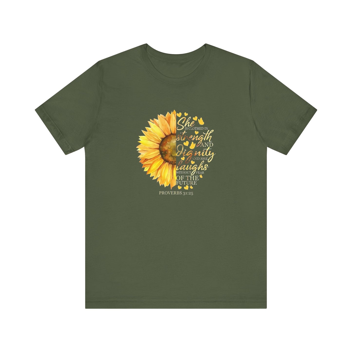 Proverbs She is Strong Sunflower T-Shirt