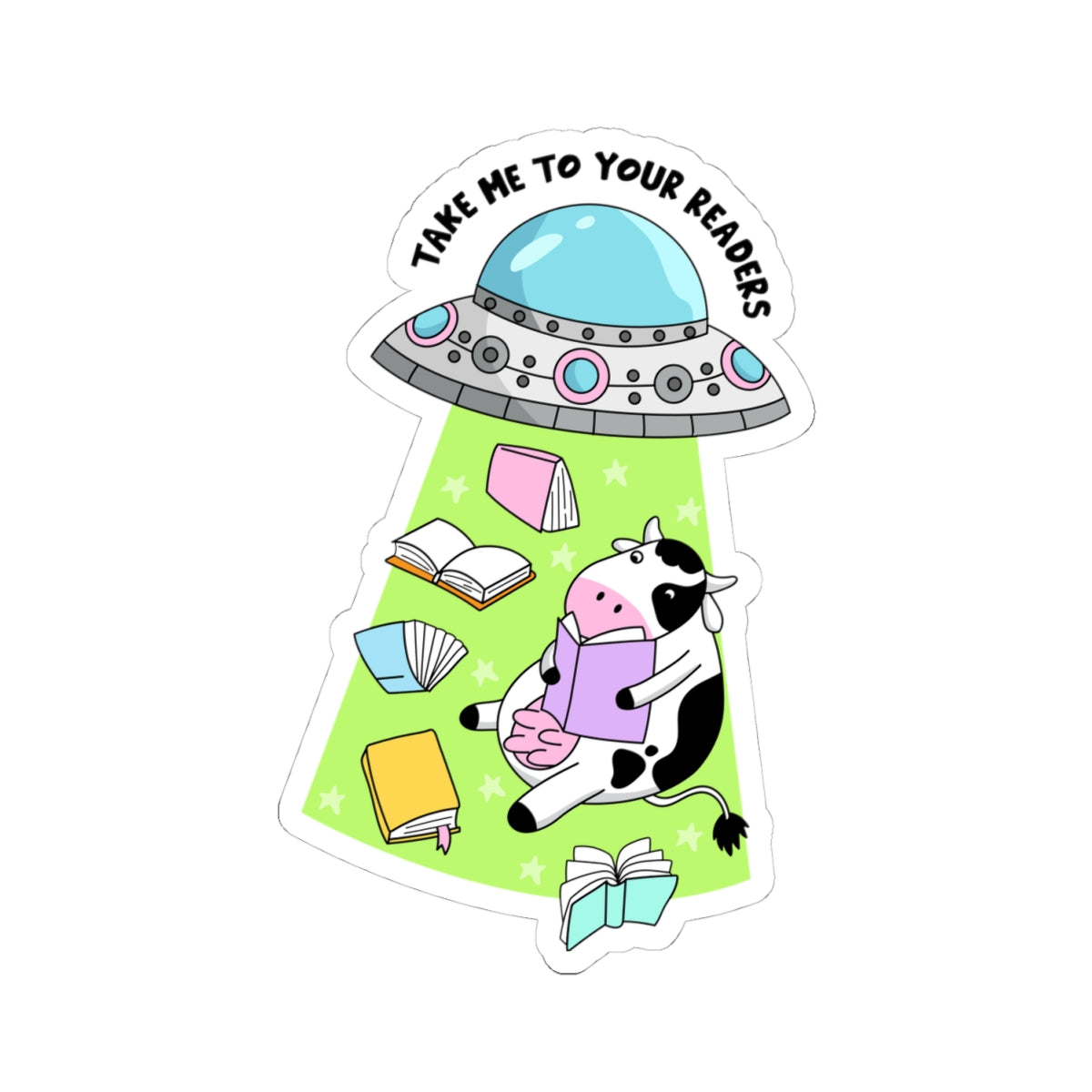 Book Lover Cow Reading Kiss-Cut Stickers