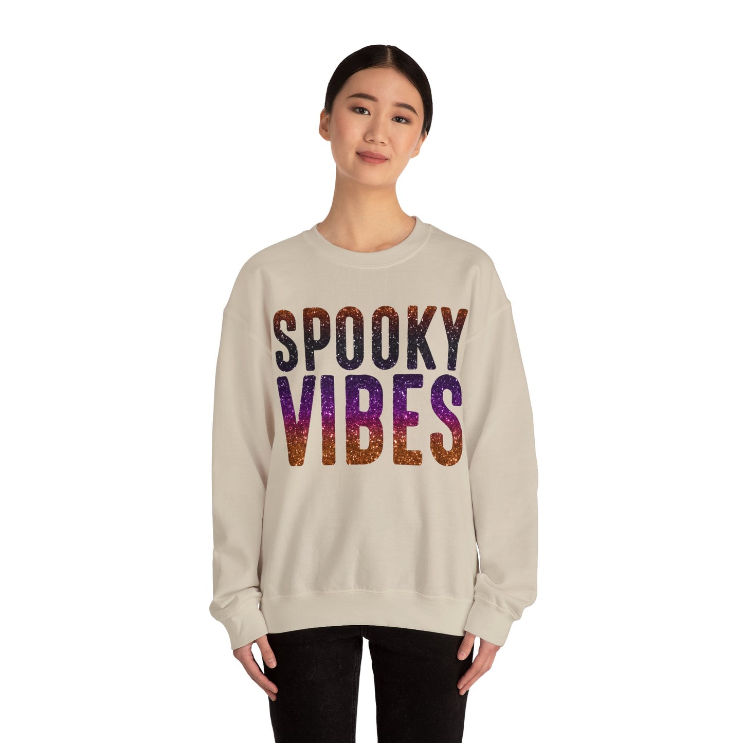 Spooky Vibes Glitter Halloween Sweatshirt