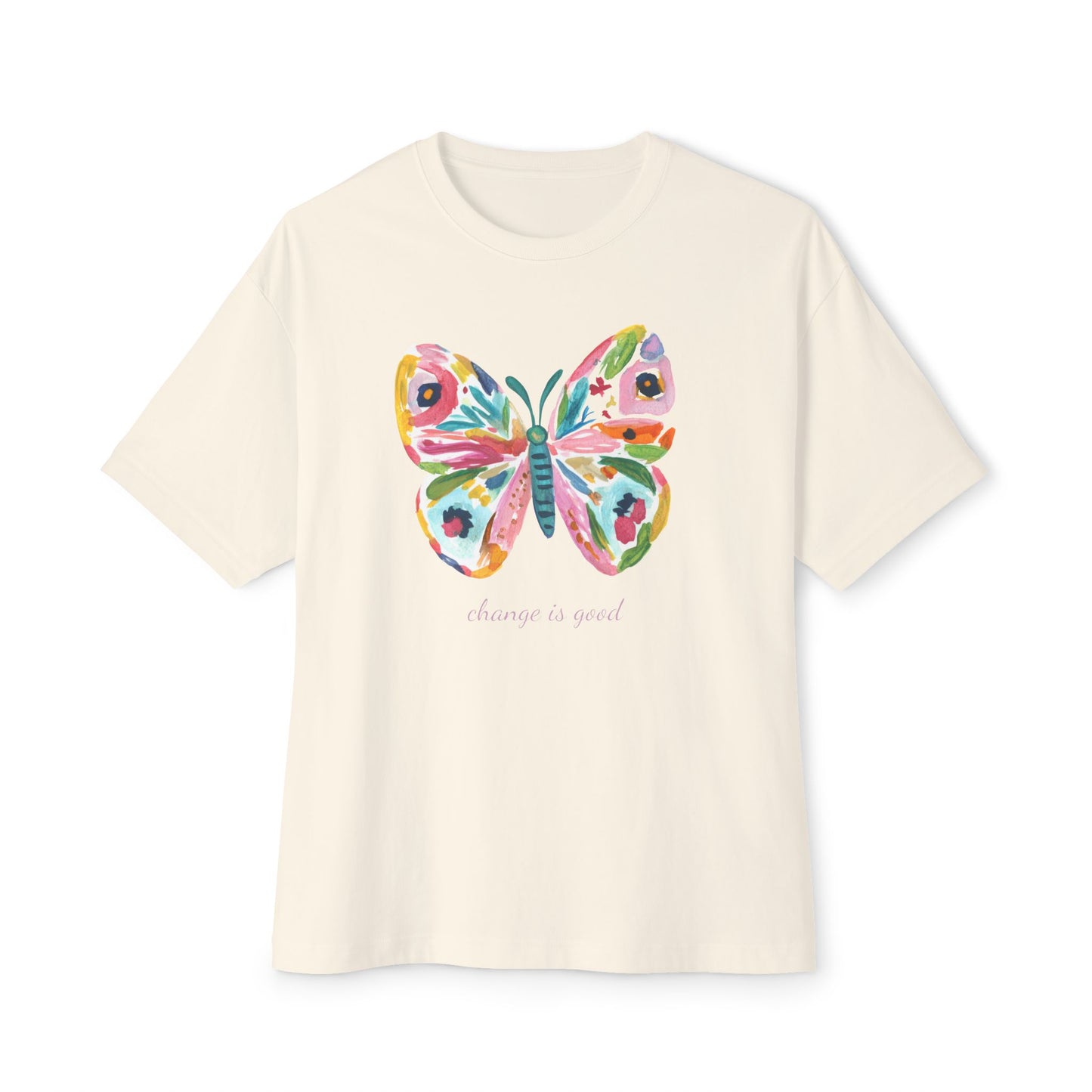 "Change is Good" Colorful Butterfly Oversized T-Shirt