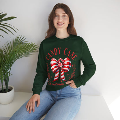 Candy Cane Christmas Coquette Bow Sweatshirt