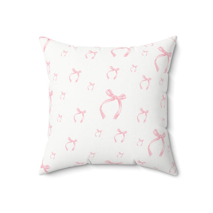 Coquette Pink Bow Square Pillow