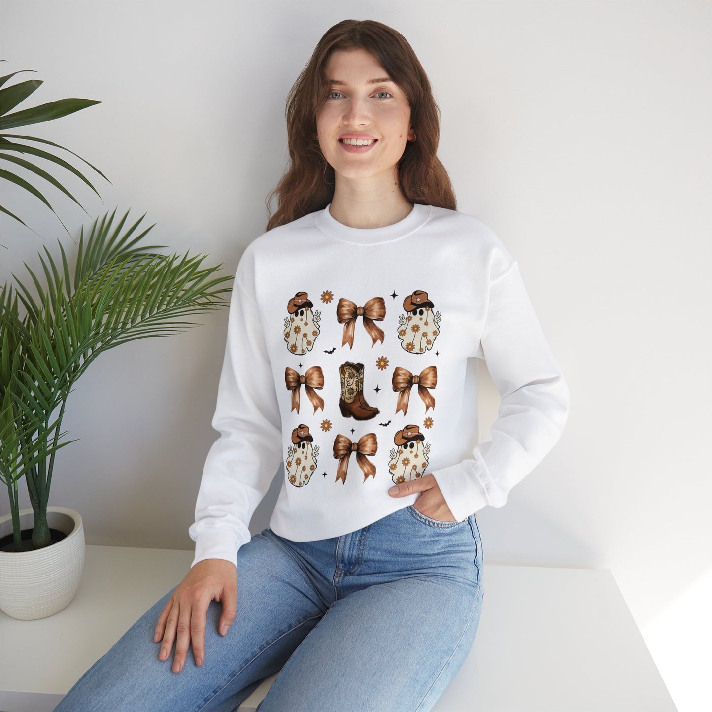 Coquette Cowboy Ghosts Halloween Sweatshirt