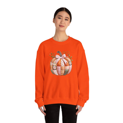 Fall Quilted Patchwork Pumpkin Sweatshirt