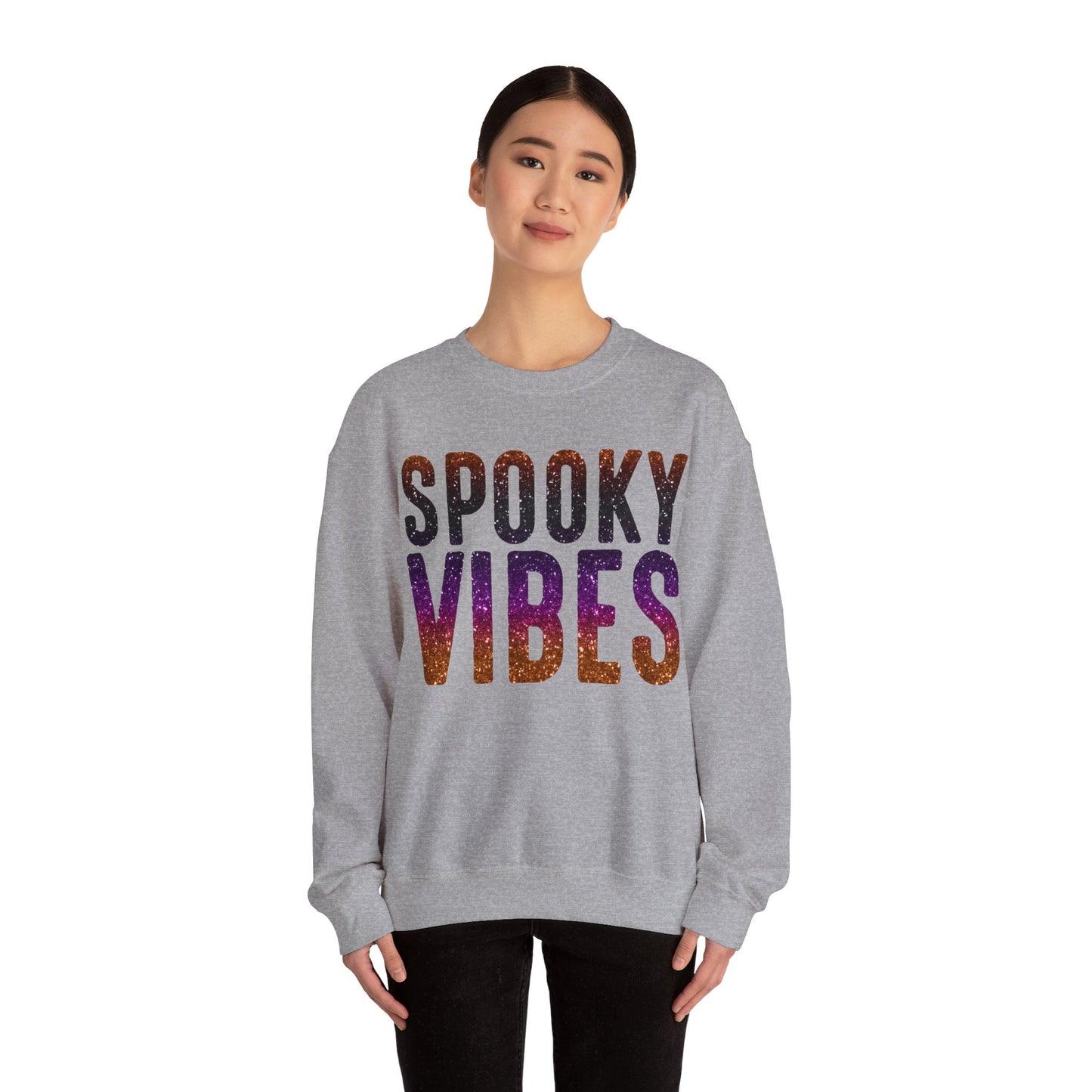 Spooky Vibes Glitter Halloween Sweatshirt