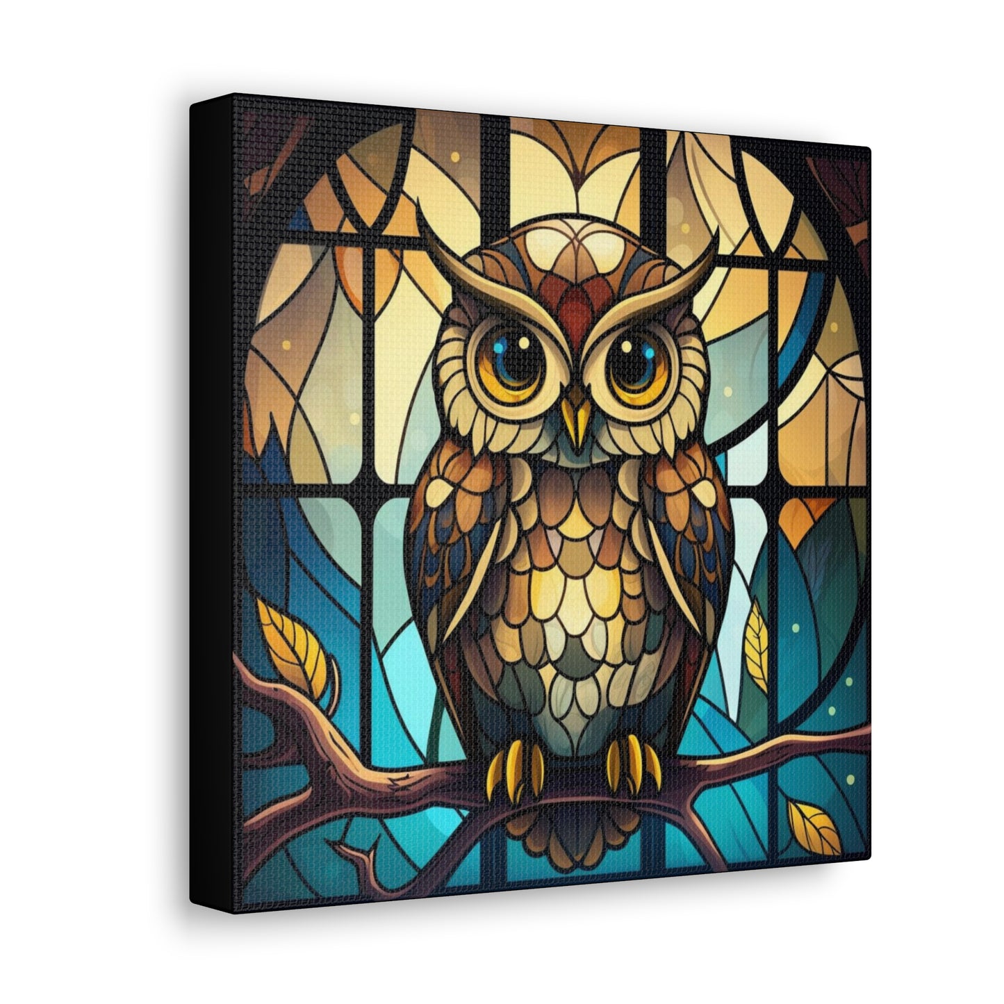 Faux Stained Glass Owl Canvas Gallery Wraps