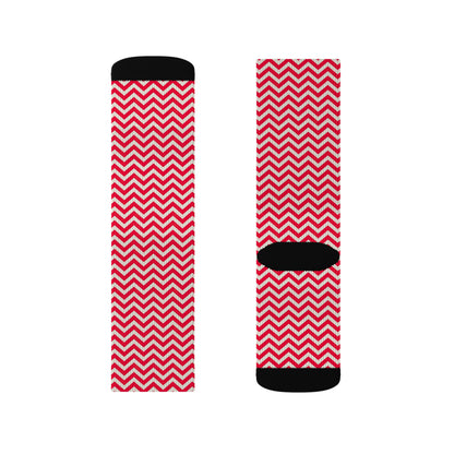 Funky Red Chevron Sublimation Socks