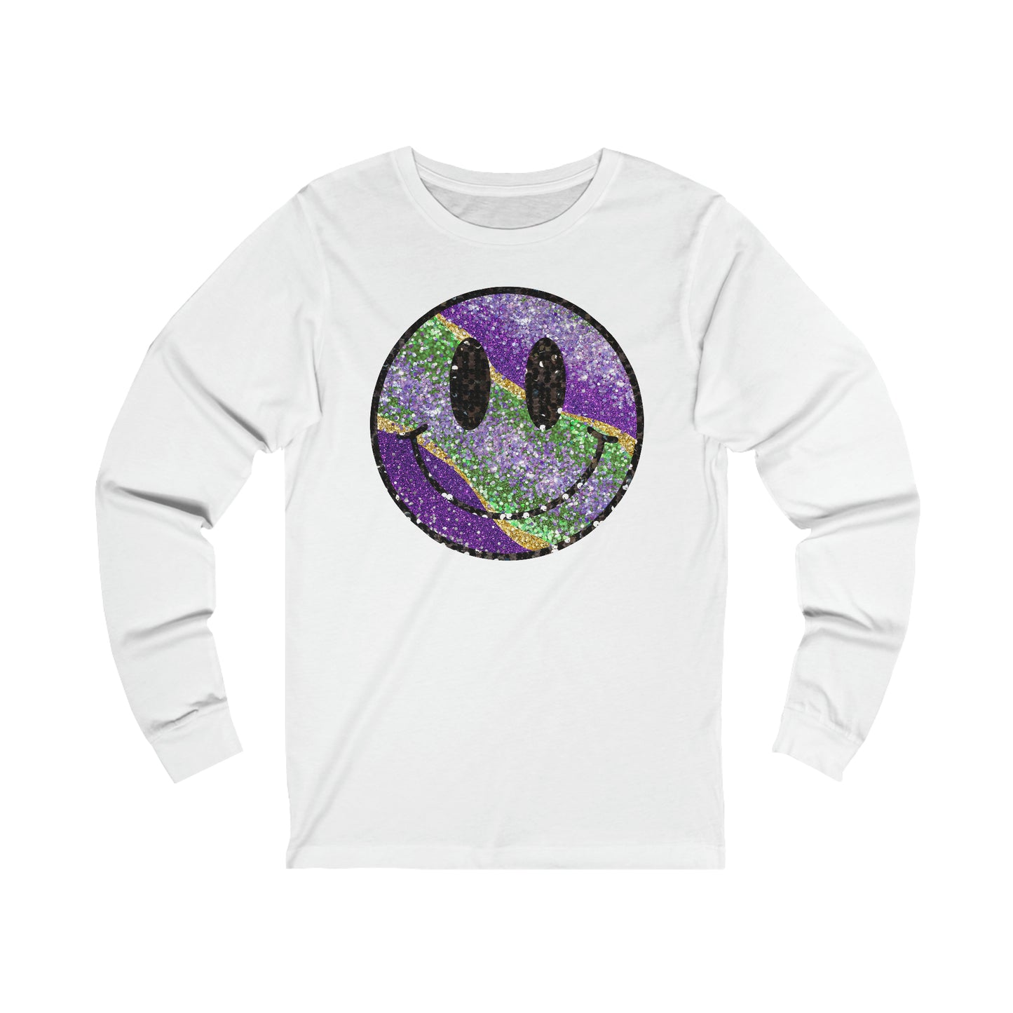 Mardi Gras Smiley Face Long Sleeve Tee