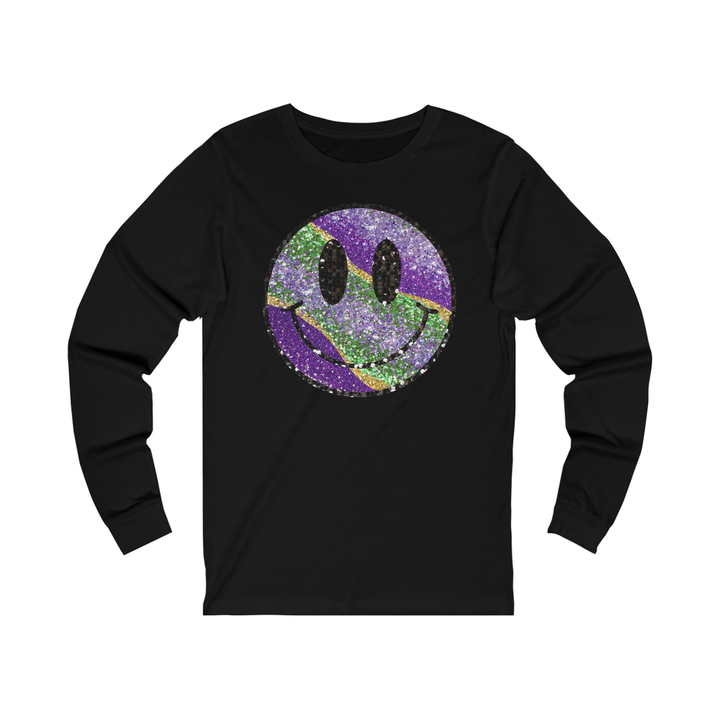 Mardi Gras Smiley Face Long Sleeve Tee