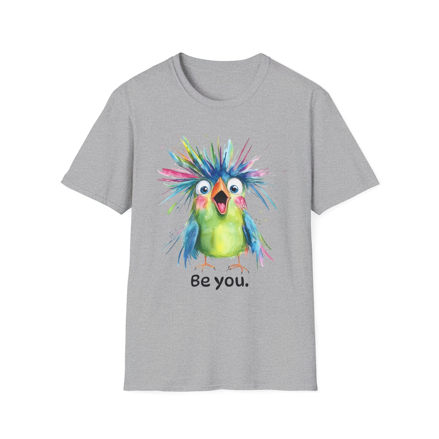 Colorful Quirky Bird Design with "Be you."
