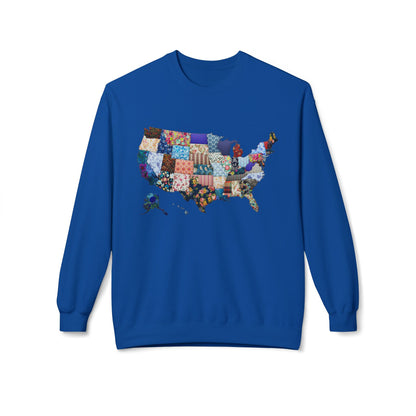 Quilted USA Map Crewneck Sweatshirt