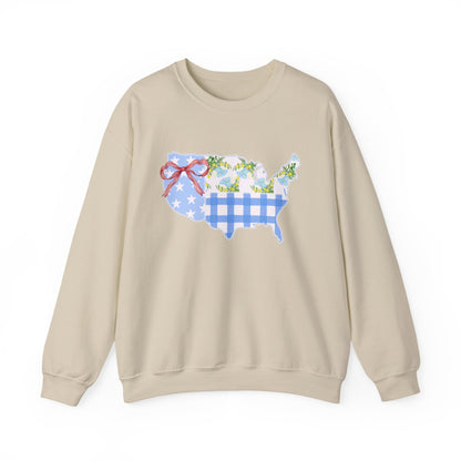Patriotic U.S. Floral Crewneck Sweatshirt