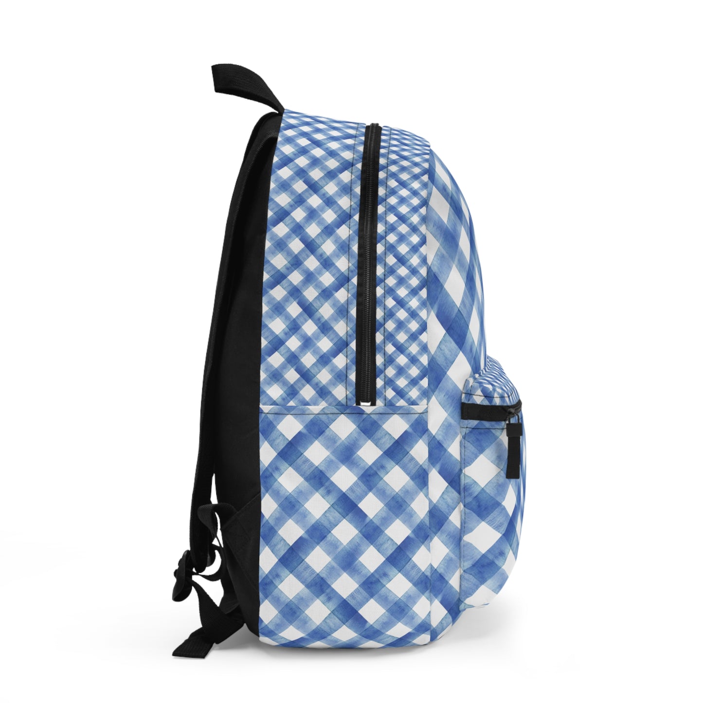 Trendy Blue Checkered School Backpack