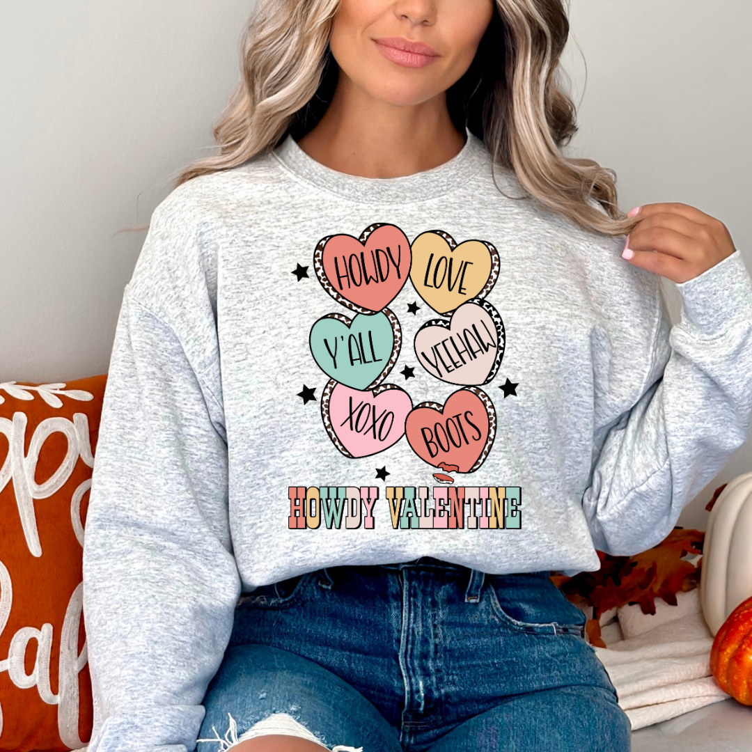 Howdy Valentine Conversational Hearts Sweatshirt