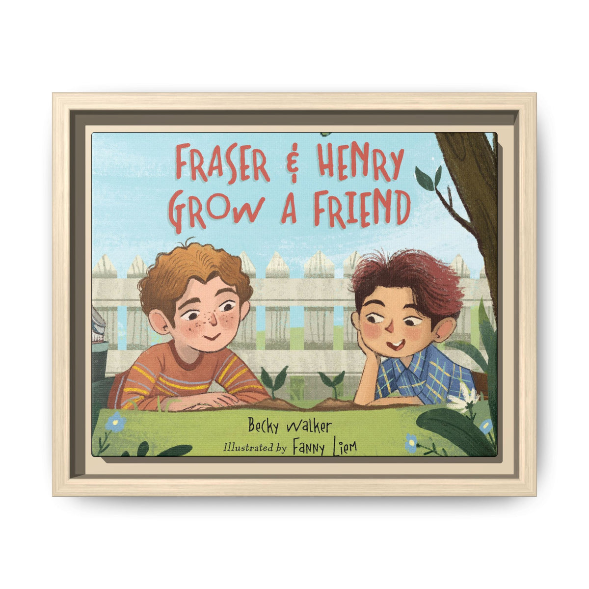 Framed Canvas Wall Art – Fraser & Henry Grow a Friend Children’s Book Illustration