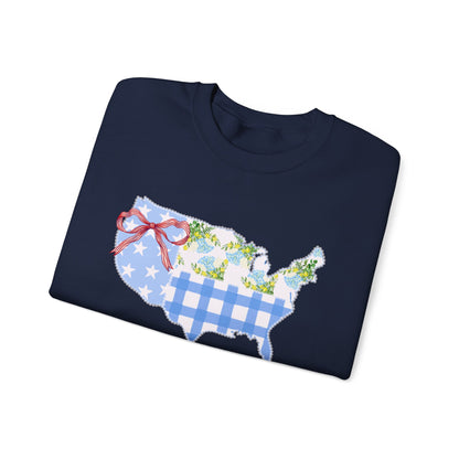 Patriotic U.S. Floral Crewneck Sweatshirt