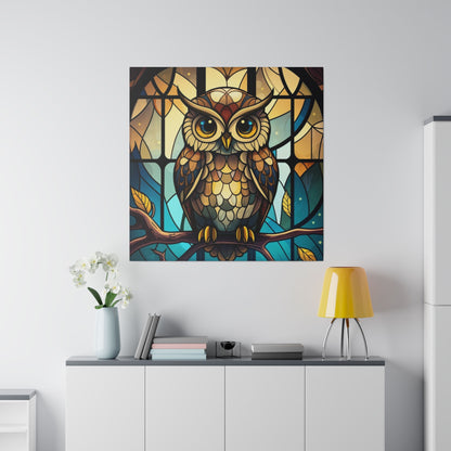 Stained Glass Owl Wall Art Matte Canvas