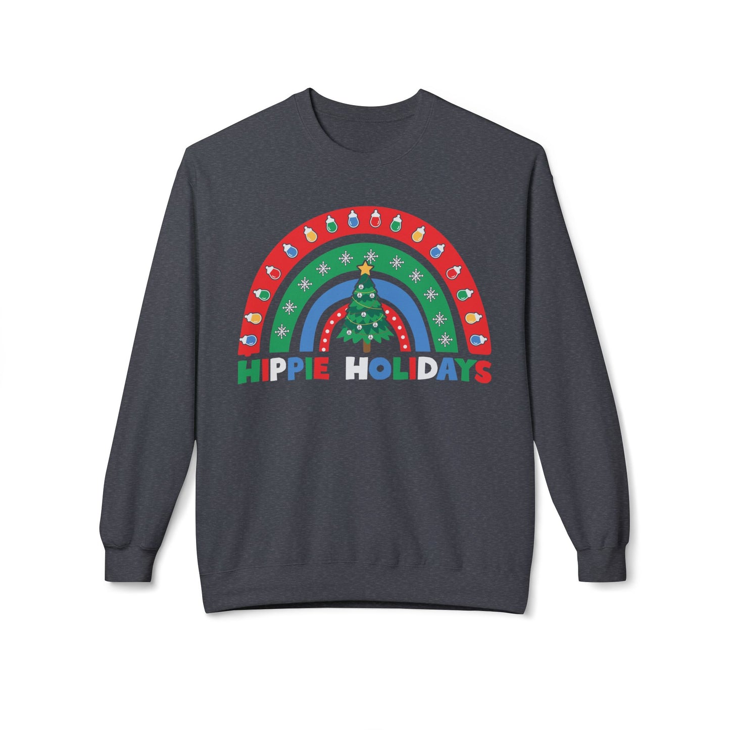 Retro Rainbow Hippie Holidays Crewneck Sweatshirt
