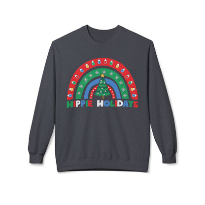 Retro Rainbow Hippie Holidays Crewneck Sweatshirt