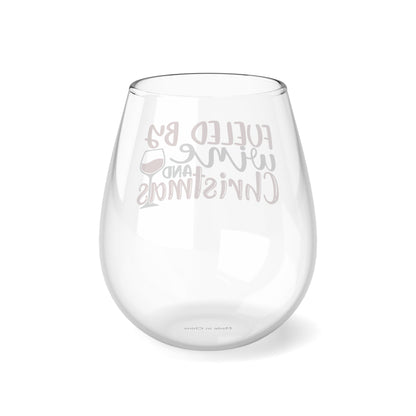 Fueled By Wine and Christmas Stemless Wine Glass, 11.75oz