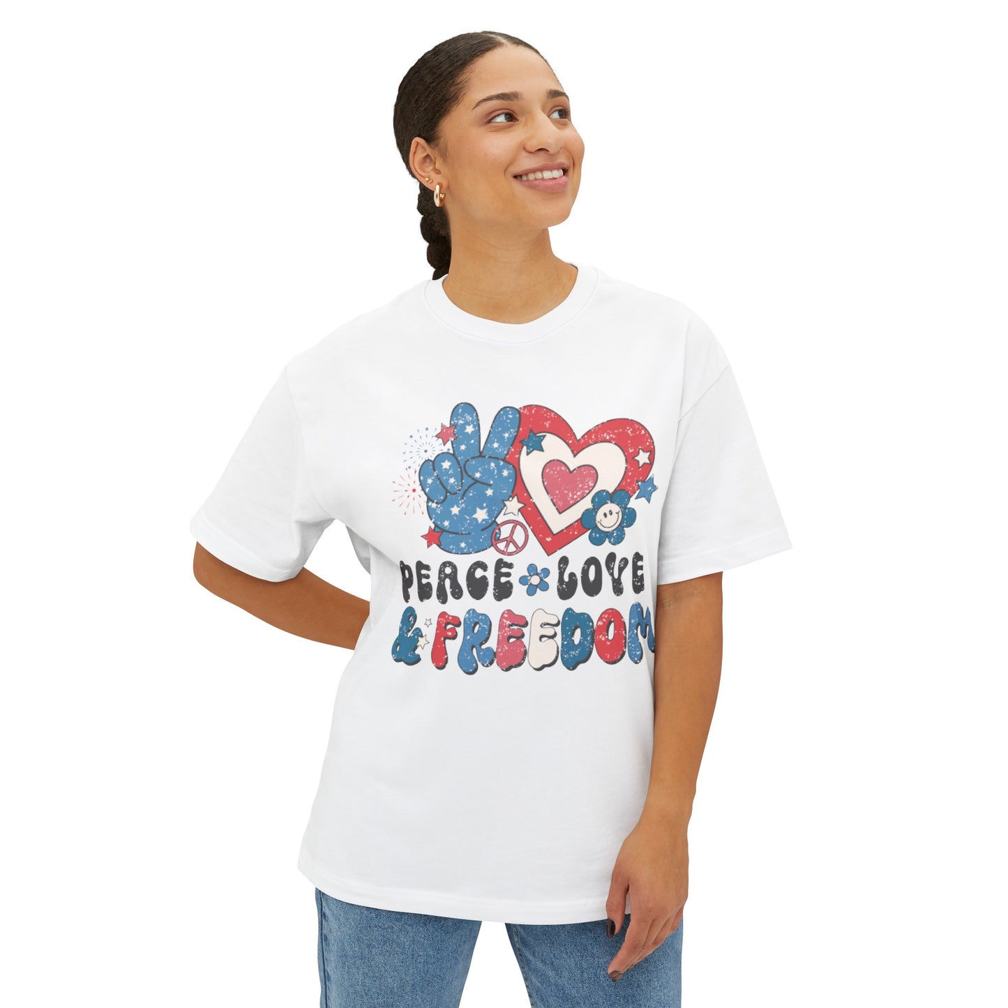 Peace Love and Freedom Oversized Boxy Tee