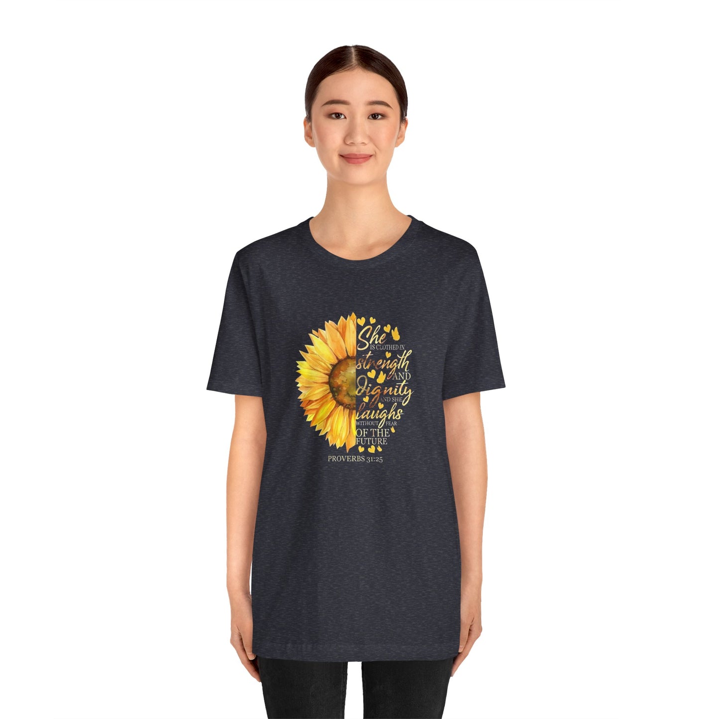 Proverbs She is Strong Sunflower T-Shirt