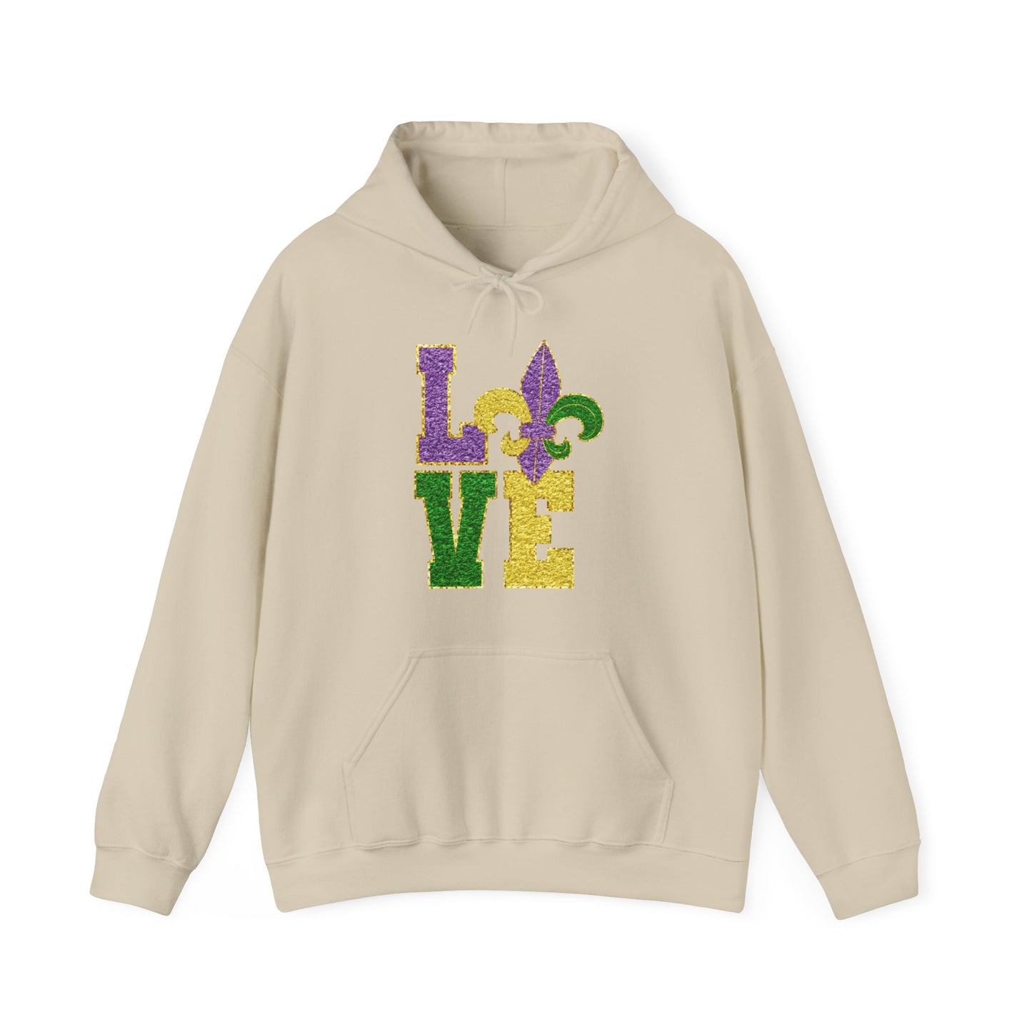 Mardi Gras LOVE Smiley Face Hoodie Sweatshirt