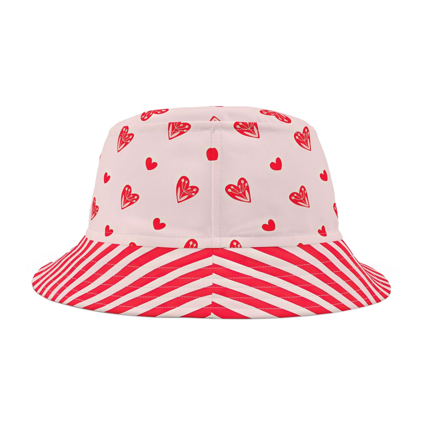 Heart and Stripes Red Bucket Hat