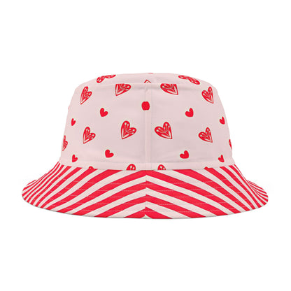 Heart and Stripes Red Bucket Hat