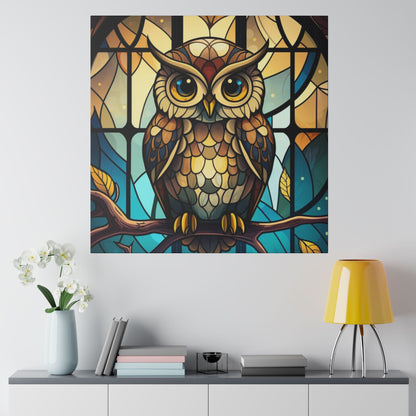 Stained Glass Owl Wall Art Matte Canvas