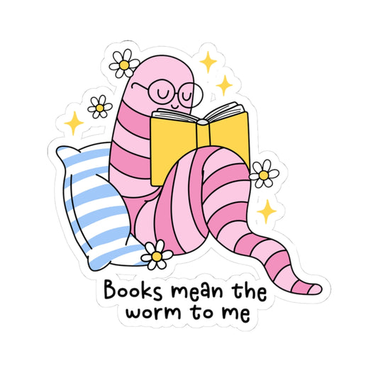 Cute Book Lover Worm Kiss-Cut Stickers