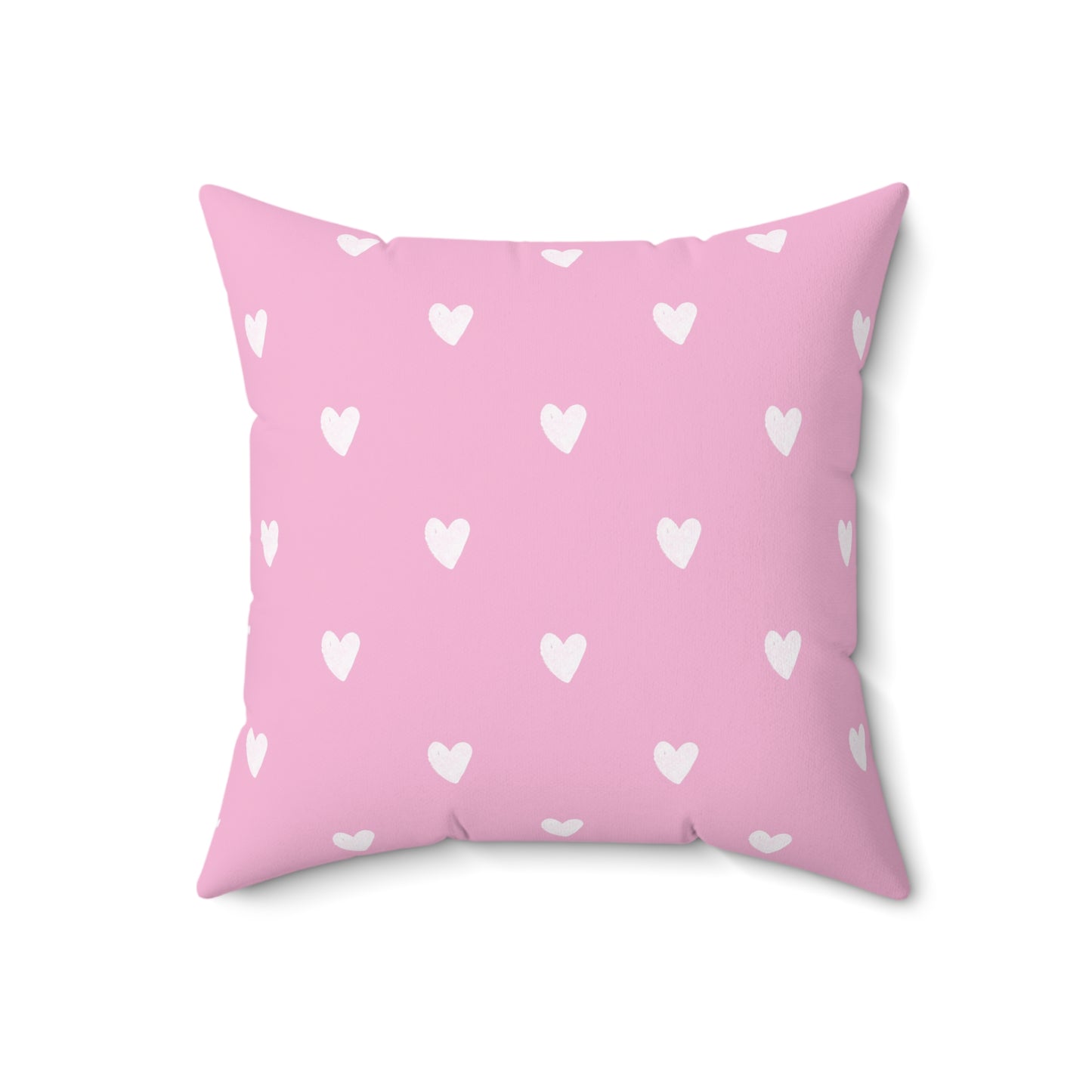 Pink and White Heart Faux Suede Pillow