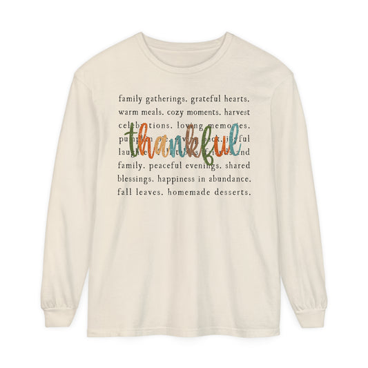 Thankful Thanksgiving Unisex Garment-dyed Long Sleeve T-Shirt