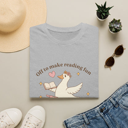 “Off to Make Reading Fun” Cute Graphic Tee