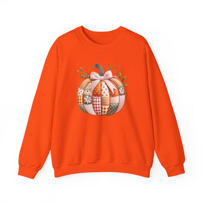 Fall Quilted Patchwork Pumpkin Sweatshirt