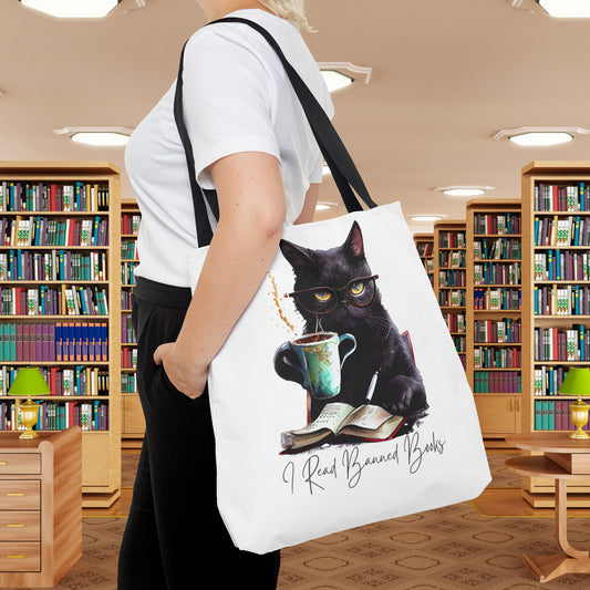 I READ BANNED BOOKS BLACK CAT Tote Bag