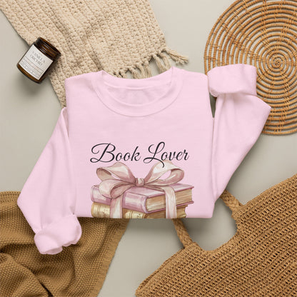 Book Lover Sweatshirt — Stack of Books with Ribbon Graphic