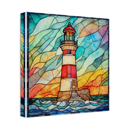 Stained Glass Lighthouse Wall Art Matte Canvas