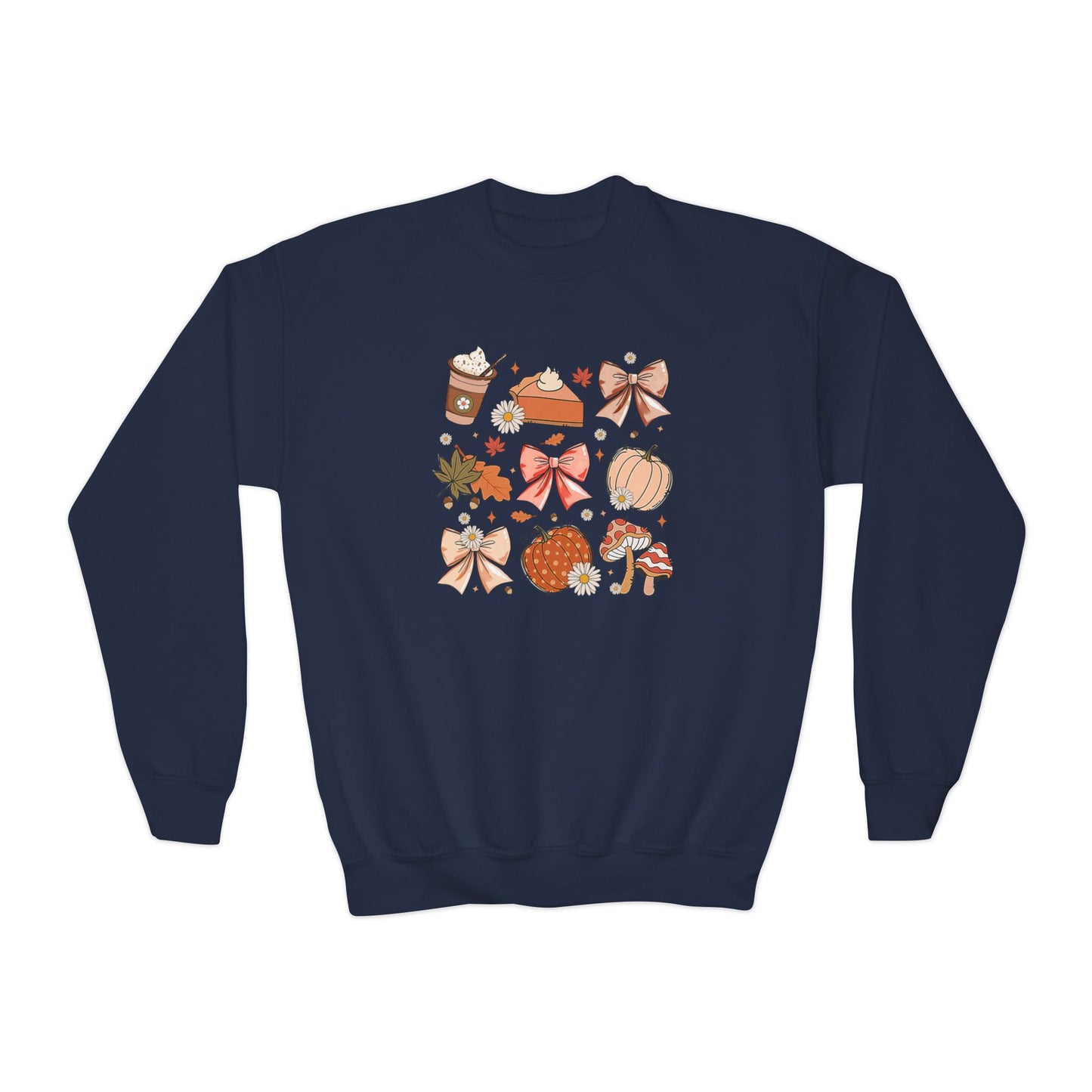 Fall Thanksgiving Vibes Youth Crewneck Sweatshirt