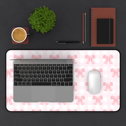 Coquette Pink Bow Dorm Decor Desk Mat