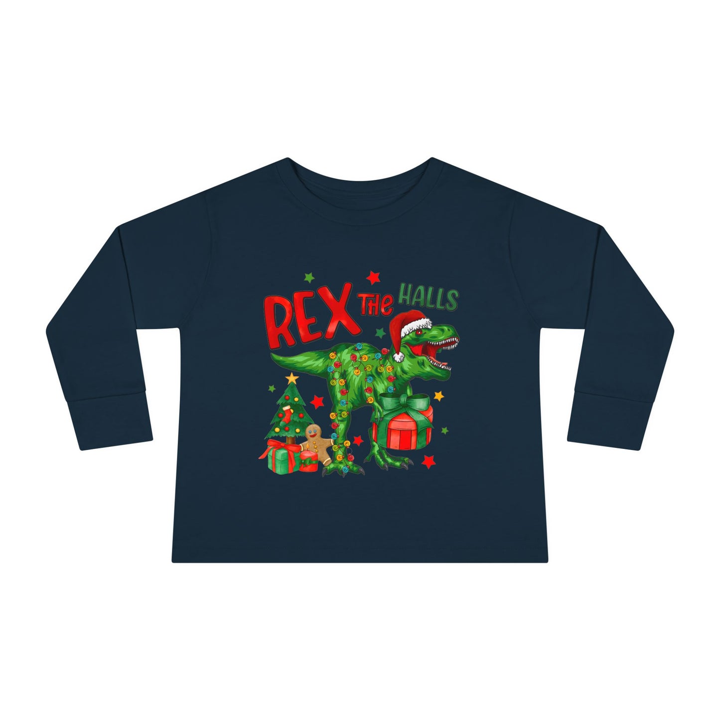 Rex the Halls Christmas Toddler Long Sleeve Tee