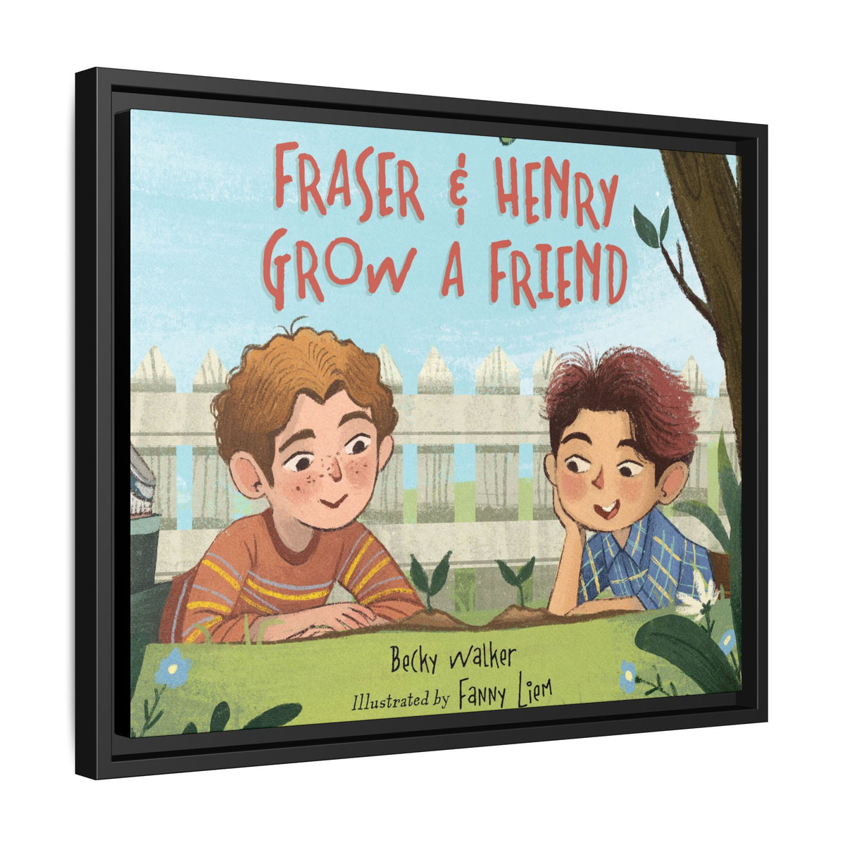 Framed Canvas Wall Art – Fraser & Henry Grow a Friend Children’s Book Illustration