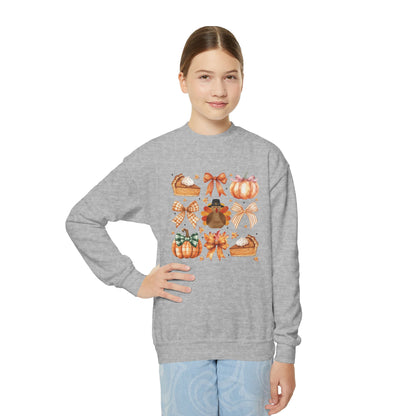 Coquette Thanksgiving Turkey Youth Crewneck Sweatshirt