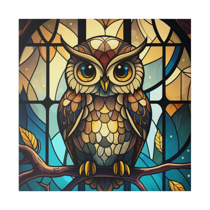 Stained Glass Owl Wall Art Matte Canvas