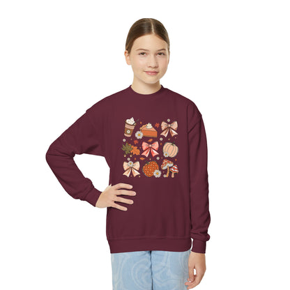 Fall Thanksgiving Vibes Youth Crewneck Sweatshirt