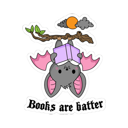 Cute Bat Reading Kiss-Cut Stickers